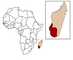 Lemur catta range (in red)