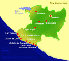 Map of Michoacan in Mexico