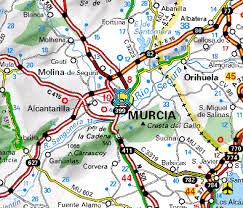 map of Murcia in Spain