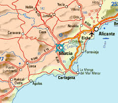 Main Roads Map of Murcia
