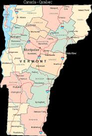 Map of Vermont shows counties,