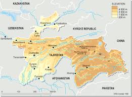 Tajikistan, topographic map